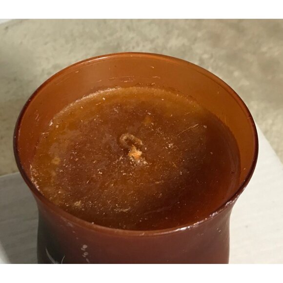 Vintage Frosted Amber Glass Candle Amber Unscented Wax - Picture 8 of 10